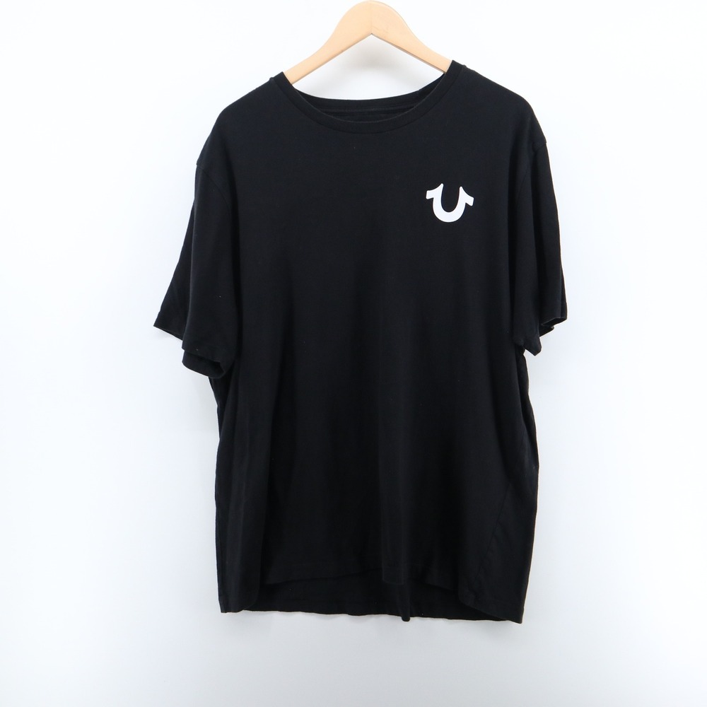 True Religion T-Shirt Mens 2XL Black Streetwear Y2K Logo Graphic Good